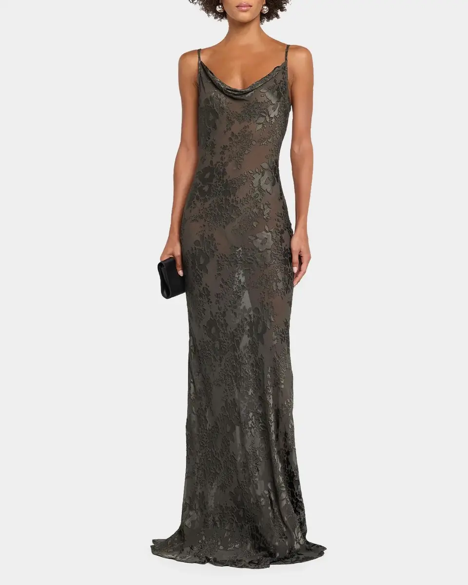 L'Agence Christine Burnout Satin Gown | Thumbnail 2