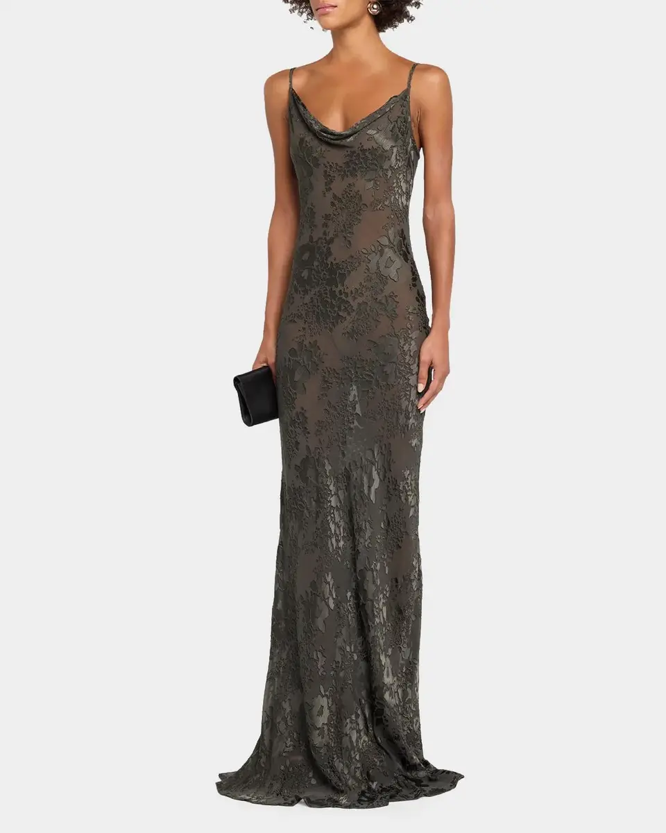 L'Agence Christine Burnout Satin Gown | Thumbnail 4