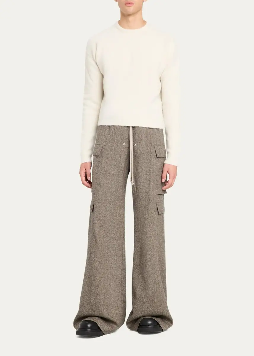 Rick Owens Men's Wool-Blend Cropped Crewneck Sweater | Thumbnail 2