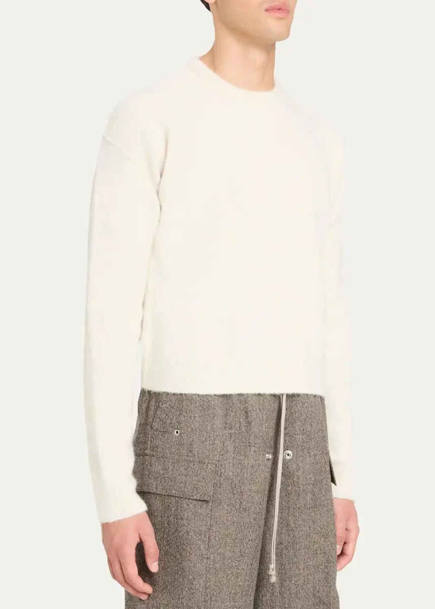 Rick Owens Men's Wool-Blend Cropped Crewneck Sweater | Thumbnail 4