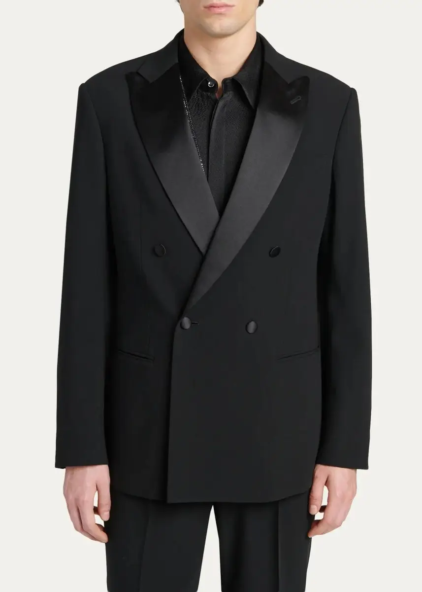 Giorgio Armani Men's Double Breasted Virgin Wool-blend Blazer | Thumbnail 4 Giorgio Armani Men's Double Breasted Virgin Wool-blend Blazer | Thumbnail 4