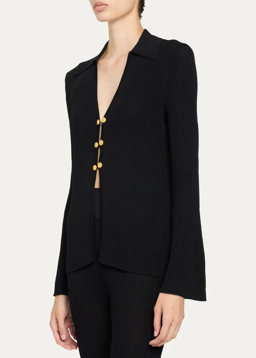 L'Agence Kaye Rib-Knit Cardigan Top | Thumbnail 4
