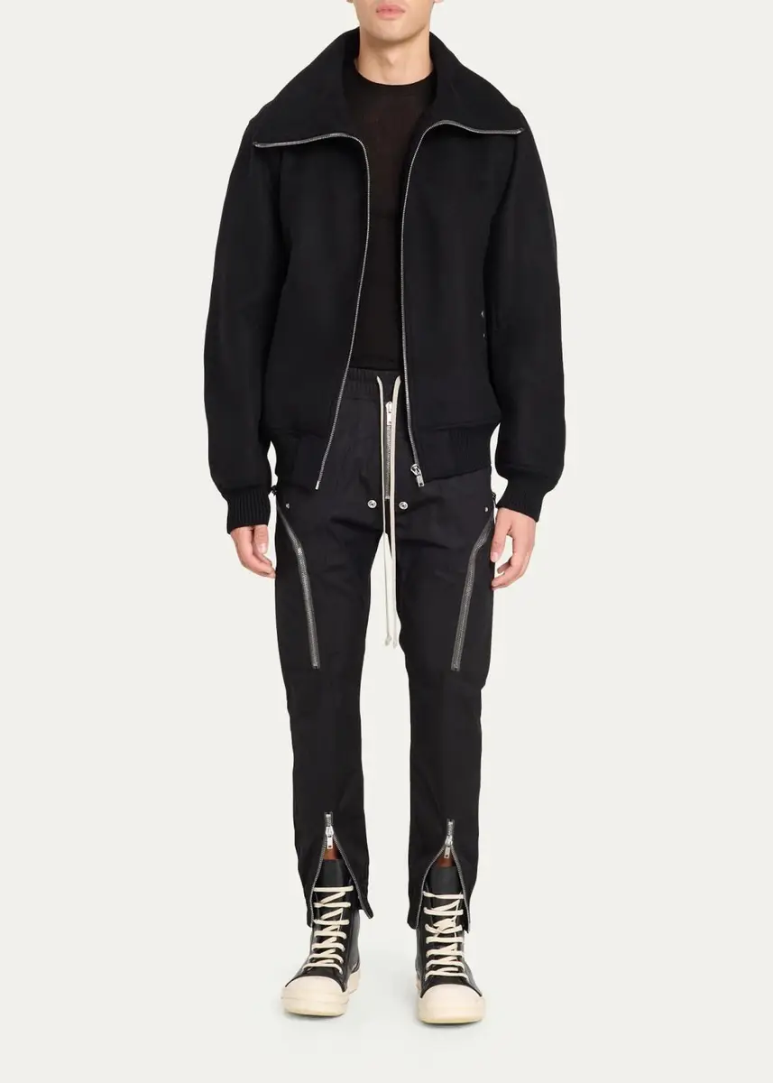 Rick Owens Men's Wool Melton Bomber Jacket | Thumbnail 2 Rick Owens Men's Wool Melton Bomber Jacket | Thumbnail 2