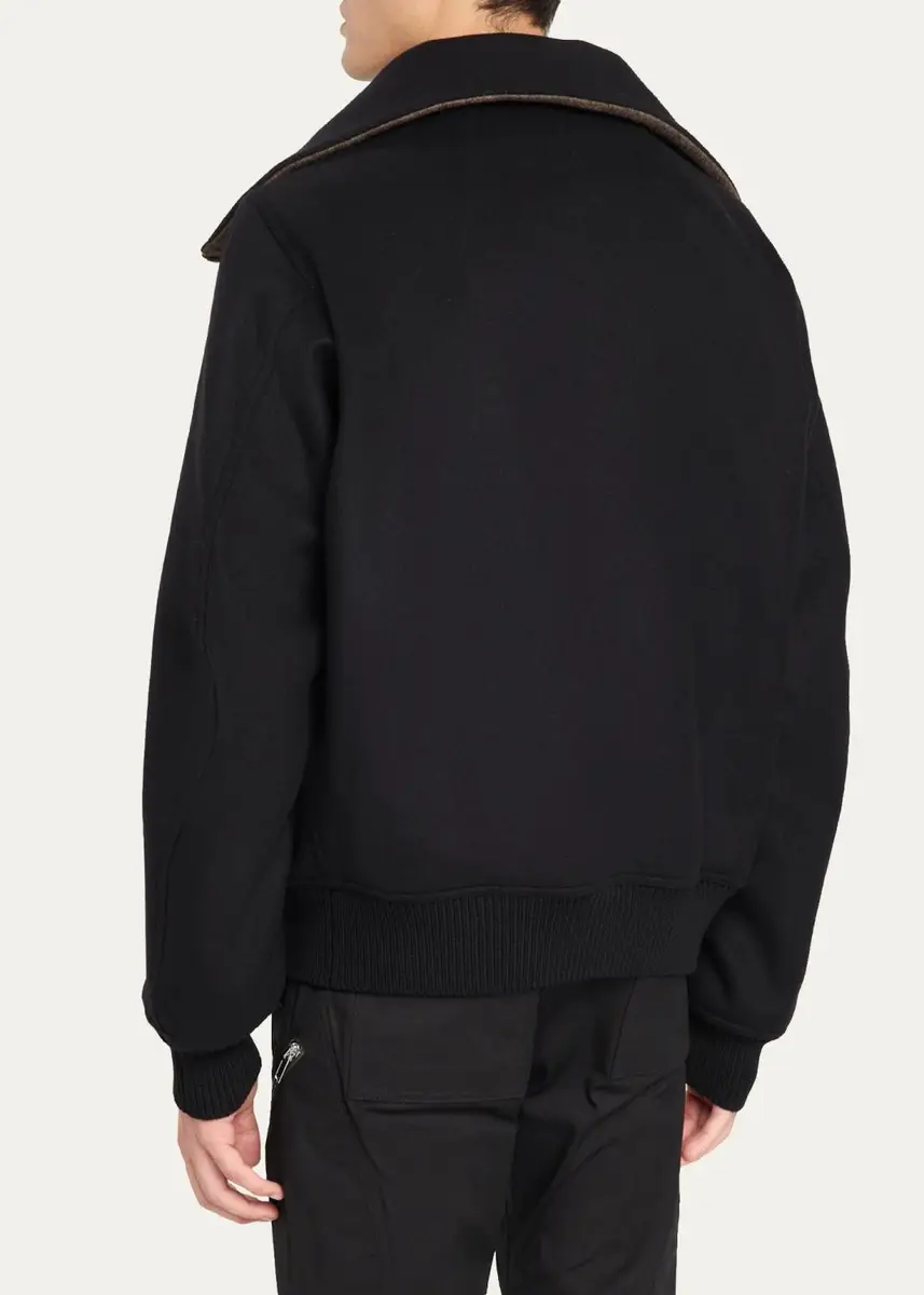Rick Owens Men's Wool Melton Bomber Jacket | Thumbnail 3 Rick Owens Men's Wool Melton Bomber Jacket | Thumbnail 3