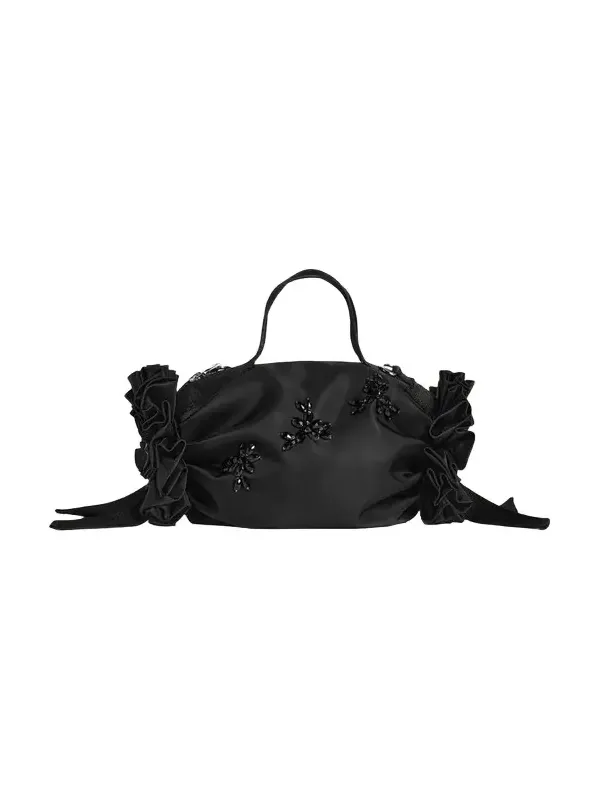 Mini Embellished Double Ruffle Shoulder Bag Mini Embellished Double Ruffle Shoulder Bag