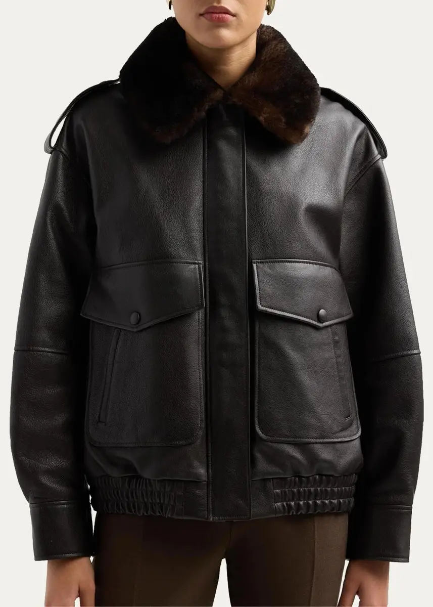 Loulou de Saison Russo Lamb Shearling Collar & Leather Military Jacket | Thumbnail 5 Loulou de Saison Russo Lamb Shearling Collar & Leather Military Jacket | Thumbnail 5