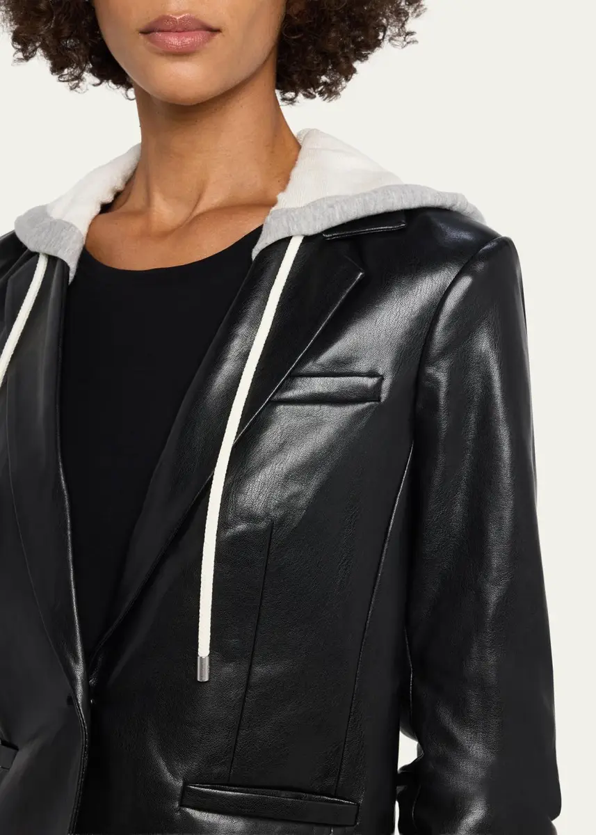 Cinq à Sept Hooded Vegan Leather Jacket | Thumbnail 5 Cinq à Sept Hooded Vegan Leather Jacket | Thumbnail 5