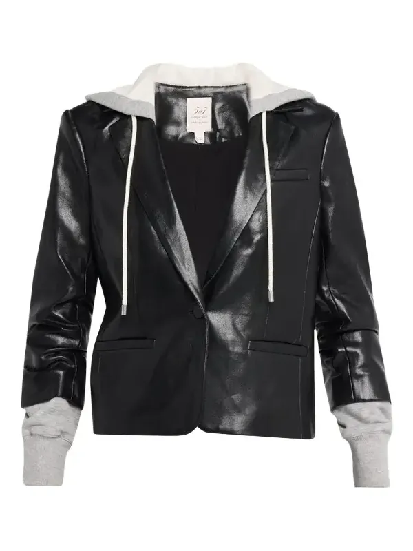 Hooded Vegan Leather Jacket Hooded Vegan Leather Jacket