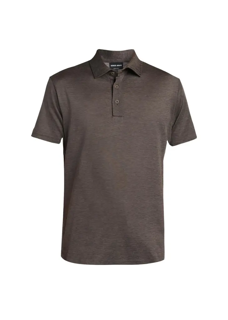 Giorgio Armani Men's Silk and Cotton Heathered Polo Shirt | Image 1 Giorgio Armani Men's Silk and Cotton Heathered Polo Shirt | Image 1