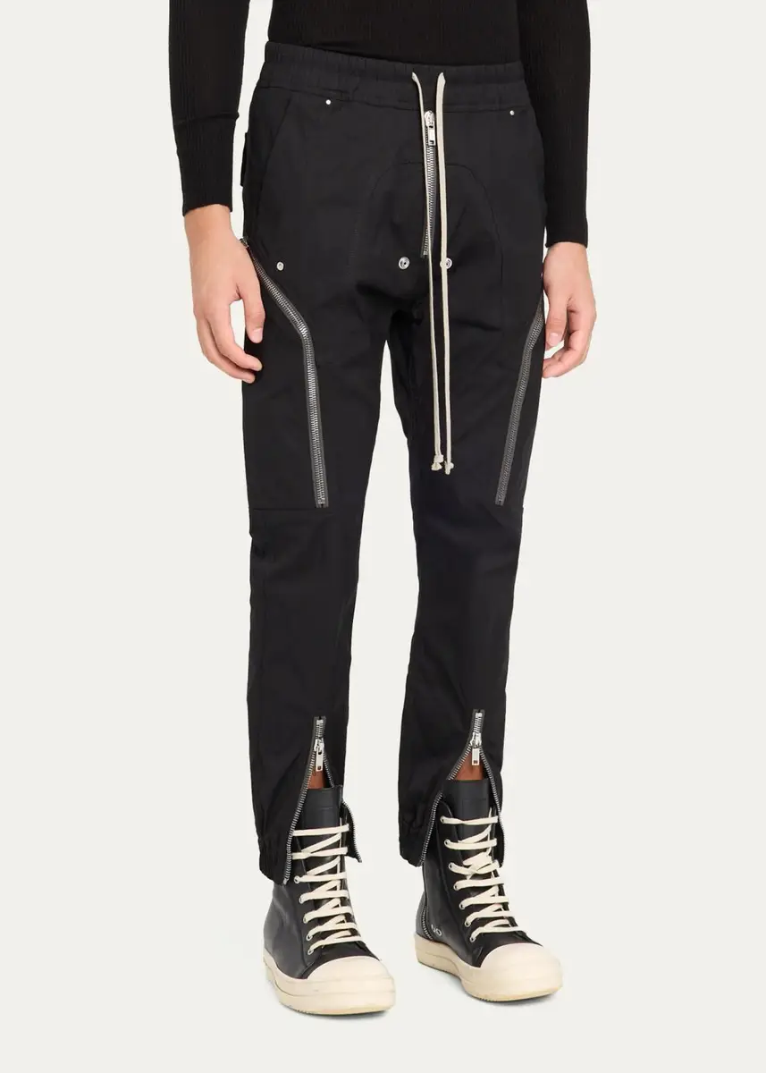 Rick Owens Men's Zipped-Trim Drawstring Joggers | Thumbnail 4 Rick Owens Men's Zipped-Trim Drawstring Joggers | Thumbnail 4