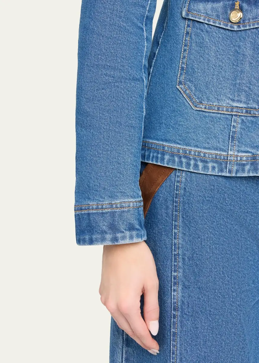 Cinq à Sept Katniss Suede Collar Denim Jacket | Thumbnail 5 Cinq à Sept Katniss Suede Collar Denim Jacket | Thumbnail 5