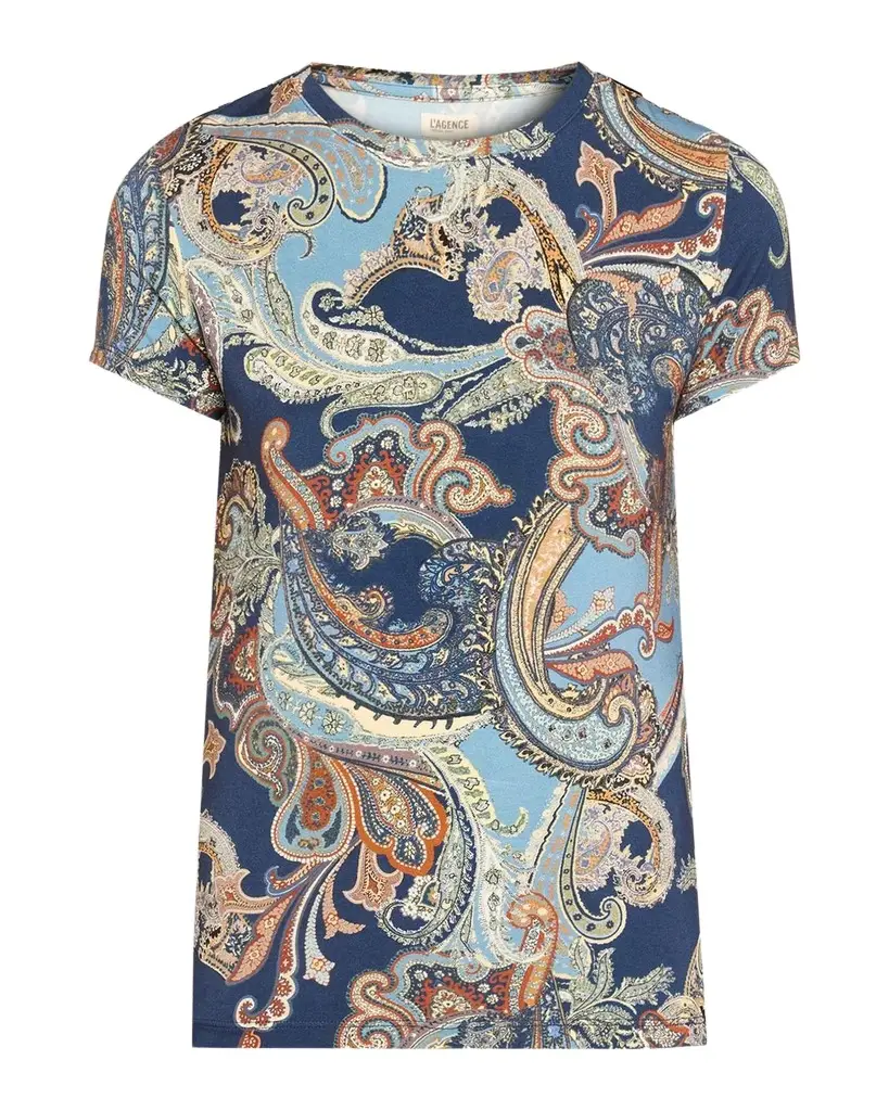 L'Agence Ressi Paisley Short-Sleeve Jersey T-Shirt | Image 1 L'Agence Ressi Paisley Short-Sleeve Jersey T-Shirt | Image 1
