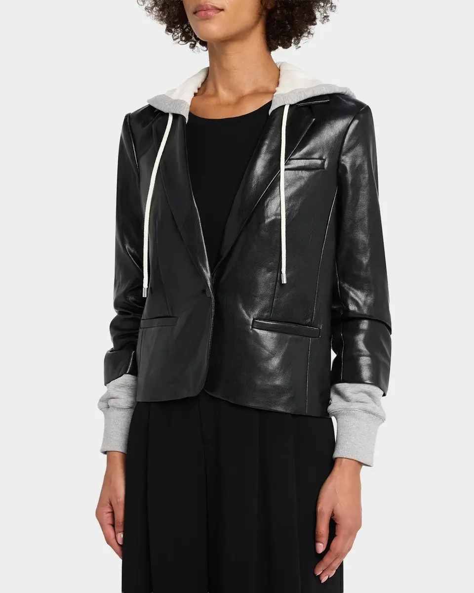 Cinq à Sept Hooded Vegan Leather Jacket | Thumbnail 4 Cinq à Sept Hooded Vegan Leather Jacket | Thumbnail 4