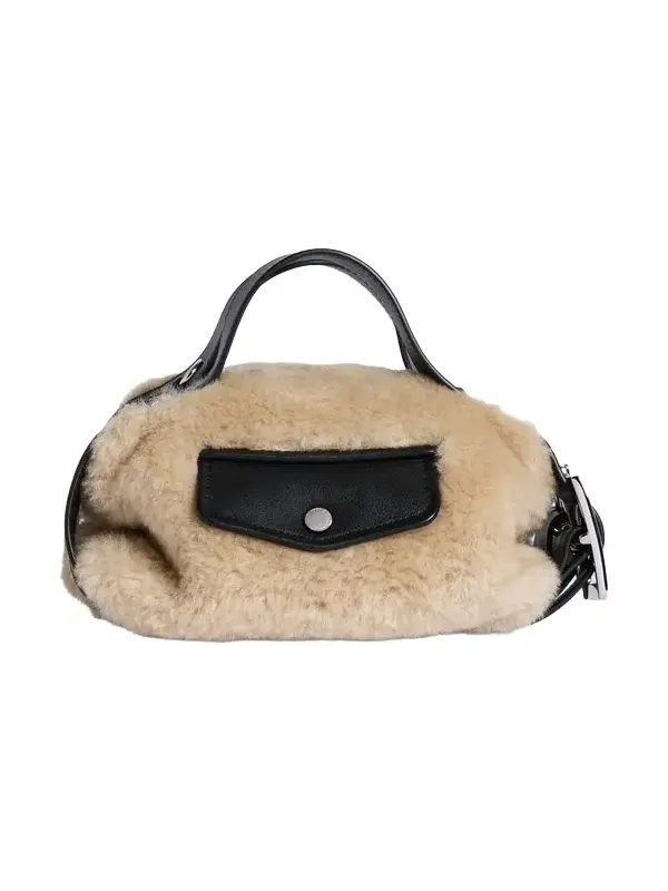 Mini Leather-Trim Faux Fur Shoulder Bag Mini Leather-Trim Faux Fur Shoulder Bag