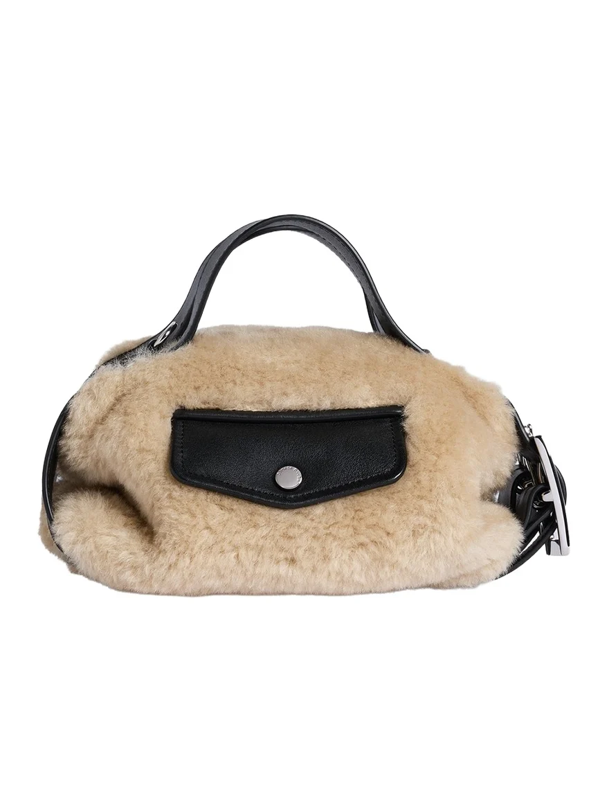 Mini Leather-Trim Faux Fur Shoulder Bag Mini Leather-Trim Faux Fur Shoulder Bag