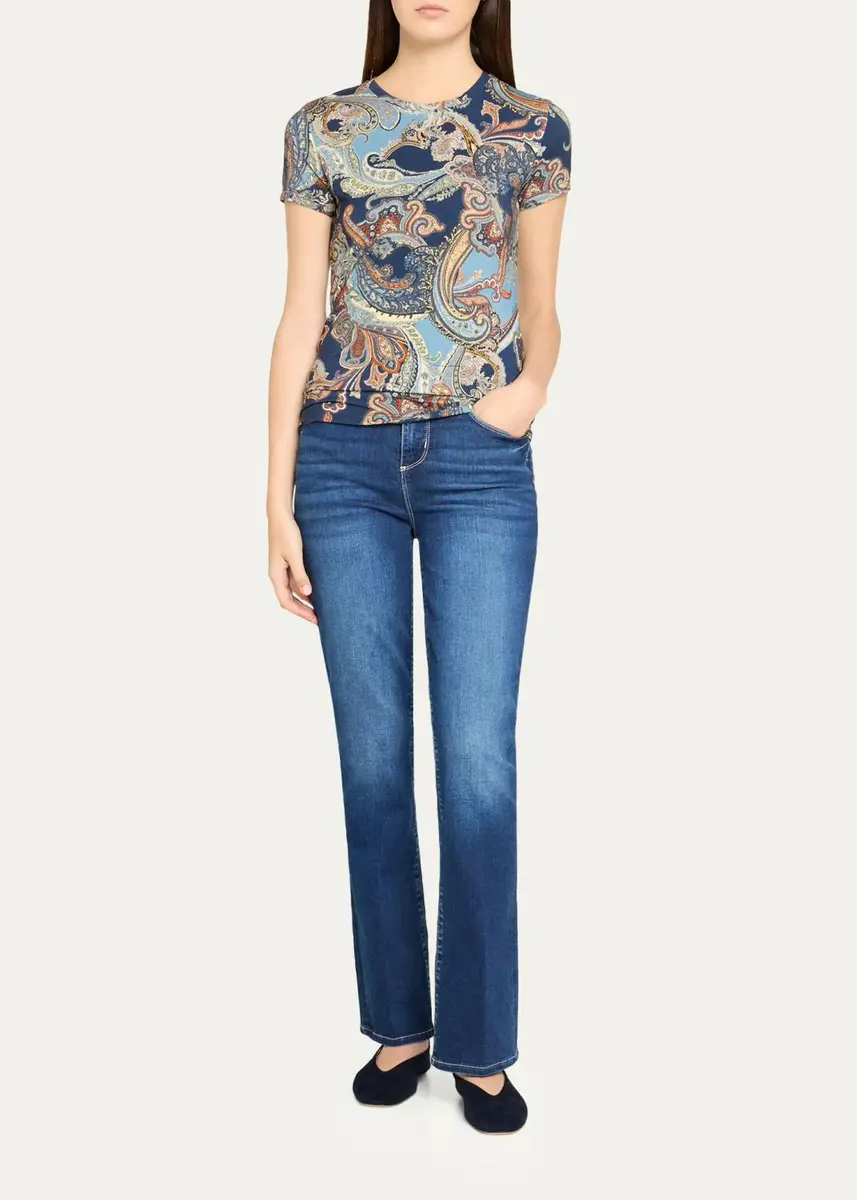 L'Agence Ressi Paisley Short-Sleeve Jersey T-Shirt | Thumbnail 2