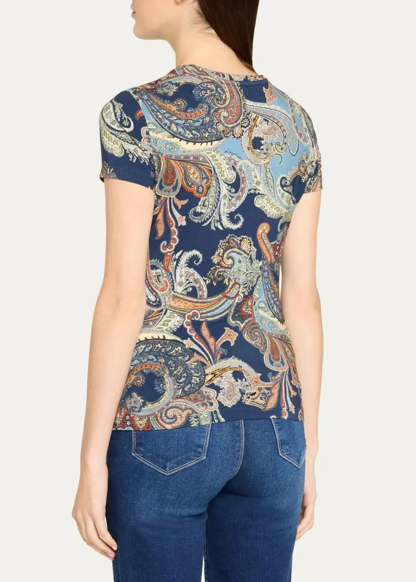 L'Agence Ressi Paisley Short-Sleeve Jersey T-Shirt | Thumbnail 3