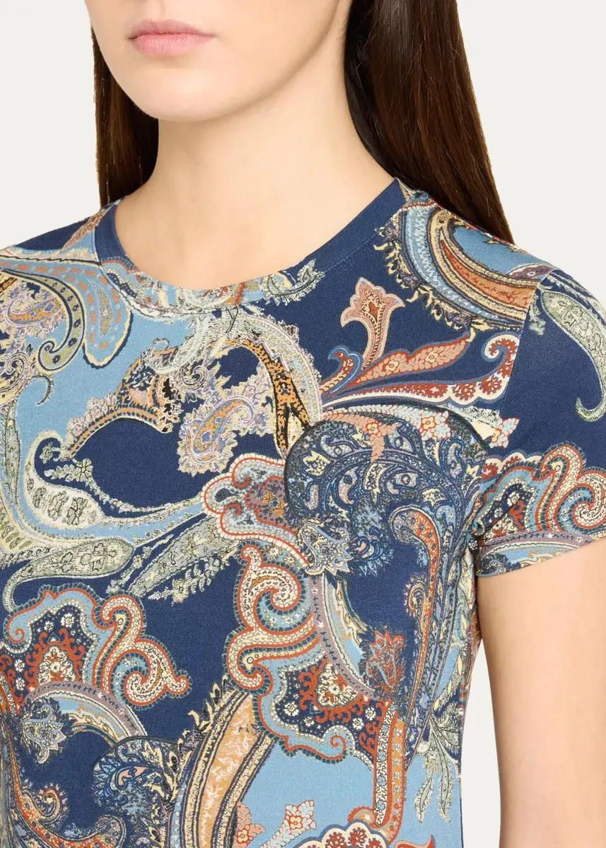 L'Agence Ressi Paisley Short-Sleeve Jersey T-Shirt | Thumbnail 5