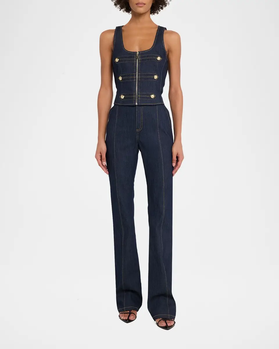 Cinq à Sept Abbot Denim Zip-Front Top | Thumbnail 2