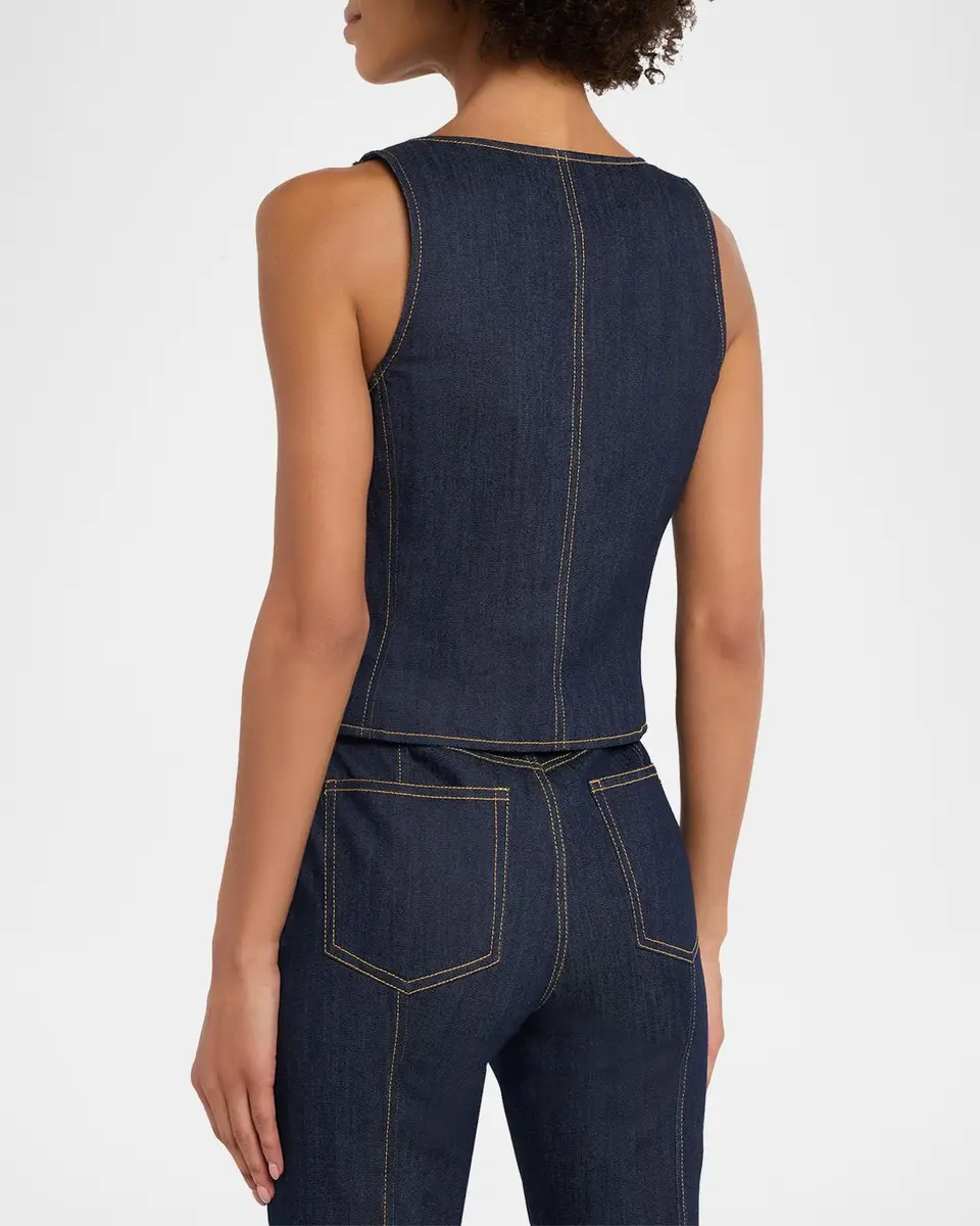 Cinq à Sept Abbot Denim Zip-Front Top | Thumbnail 3