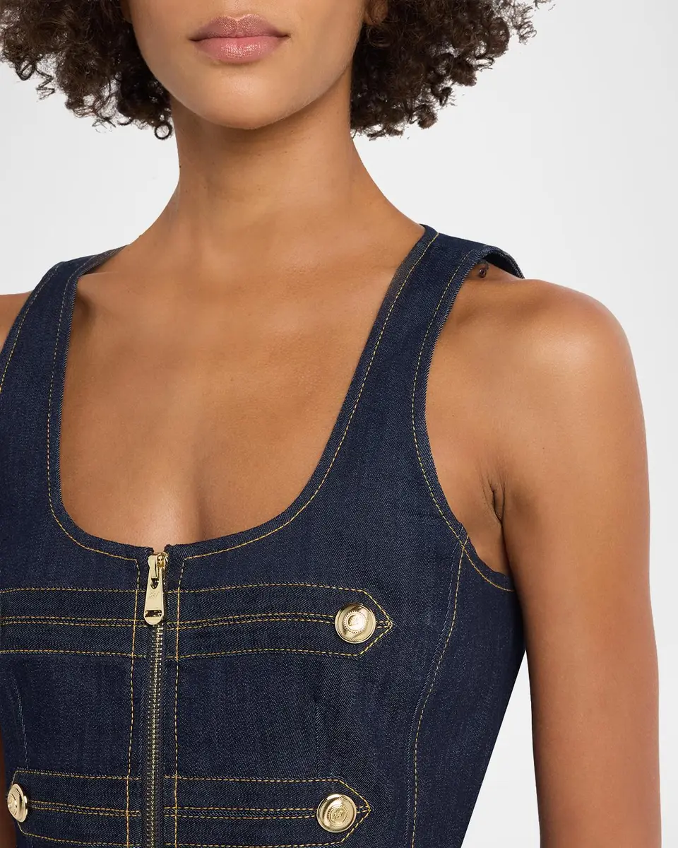 Cinq à Sept Abbot Denim Zip-Front Top | Thumbnail 5