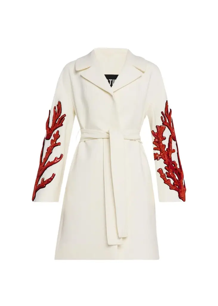 Libertine Coral Patches Vienna Wrap Coat | Image 1 Libertine Coral Patches Vienna Wrap Coat | Image 1