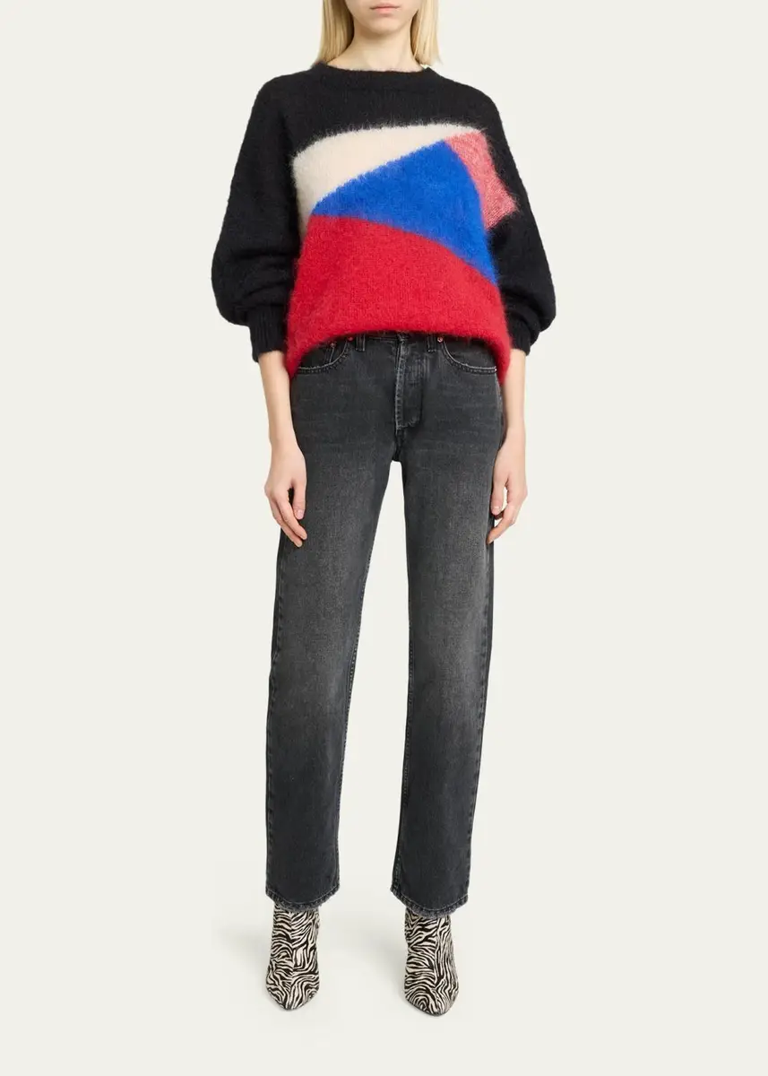 Isabel Marant Leoncia Colorblock Mohair-Wool Oversized Sweater | Thumbnail 2 Isabel Marant Leoncia Colorblock Mohair-Wool Oversized Sweater | Thumbnail 2