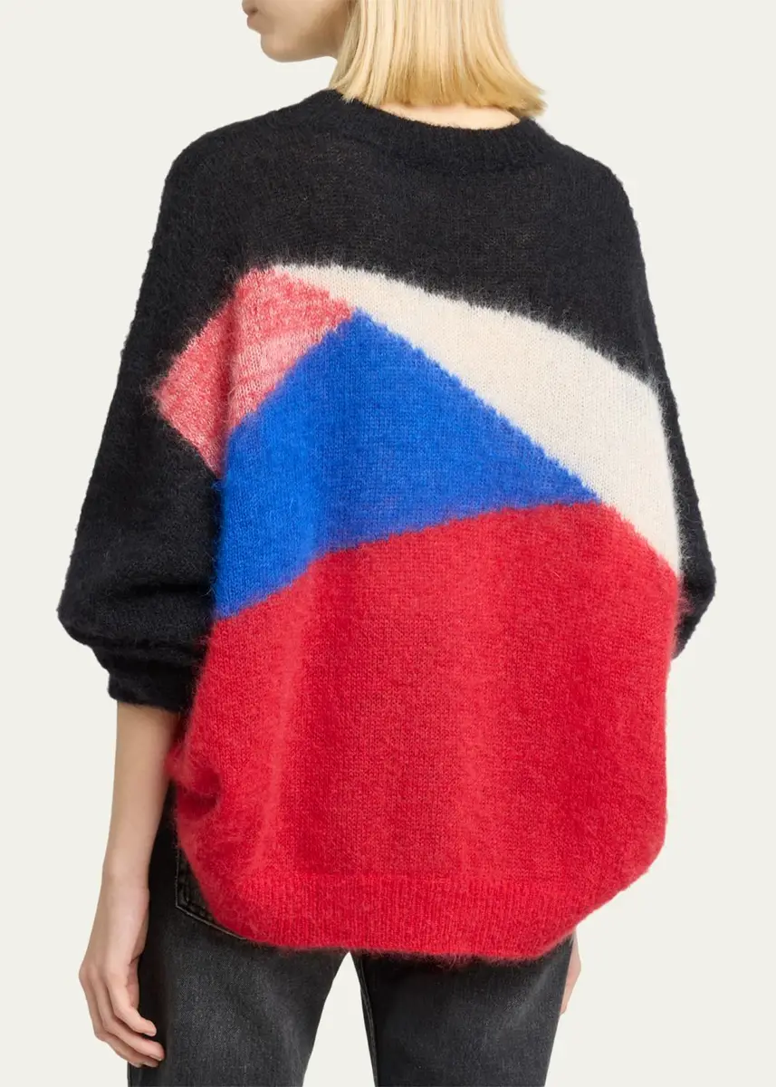 Isabel Marant Leoncia Colorblock Mohair-Wool Oversized Sweater | Thumbnail 3 Isabel Marant Leoncia Colorblock Mohair-Wool Oversized Sweater | Thumbnail 3