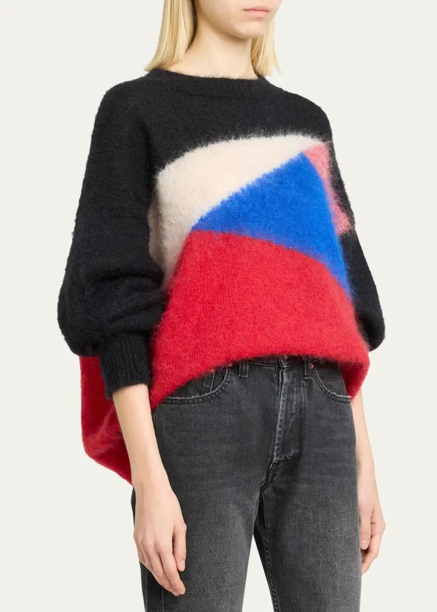 Isabel Marant Leoncia Colorblock Mohair-Wool Oversized Sweater | Thumbnail 4 Isabel Marant Leoncia Colorblock Mohair-Wool Oversized Sweater | Thumbnail 4