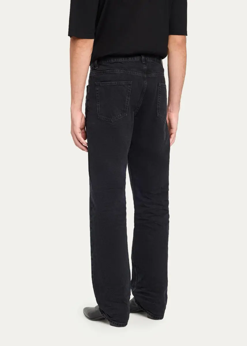 Saint Laurent Men's Relaxed Straight-Leg Black Denim Jeans | Thumbnail 3