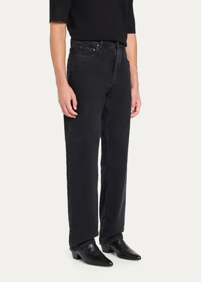 Saint Laurent Men's Relaxed Straight-Leg Black Denim Jeans | Thumbnail 4