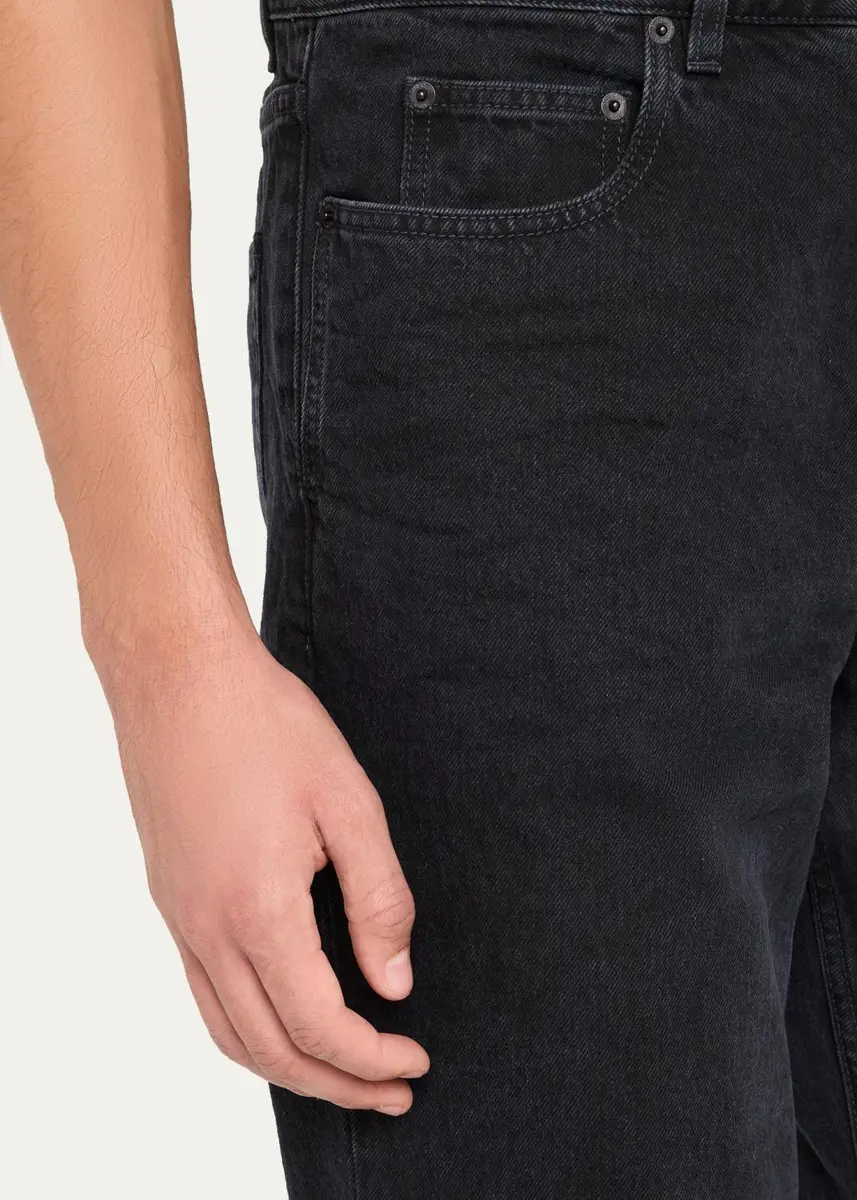 Saint Laurent Men's Relaxed Straight-Leg Black Denim Jeans | Thumbnail 5