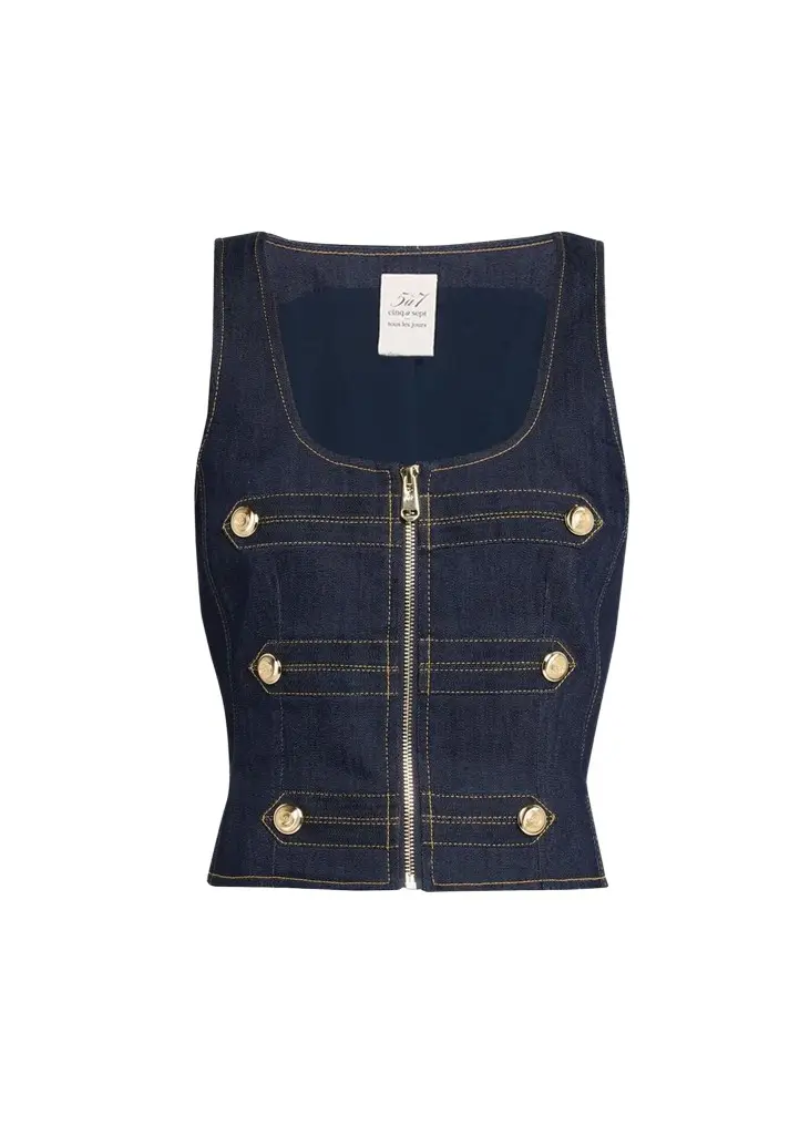 Cinq à Sept Abbot Denim Zip-Front Top | Image 1 Cinq à Sept Abbot Denim Zip-Front Top | Image 1