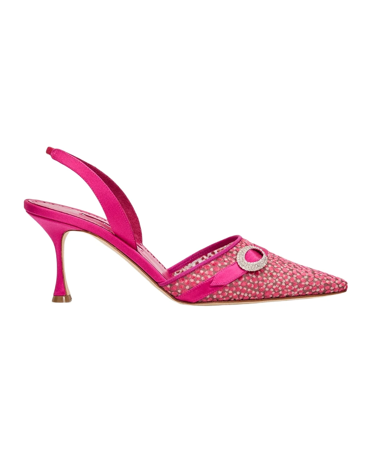 70mm Zutosli Polka Dot Mesh Slingback Pumps