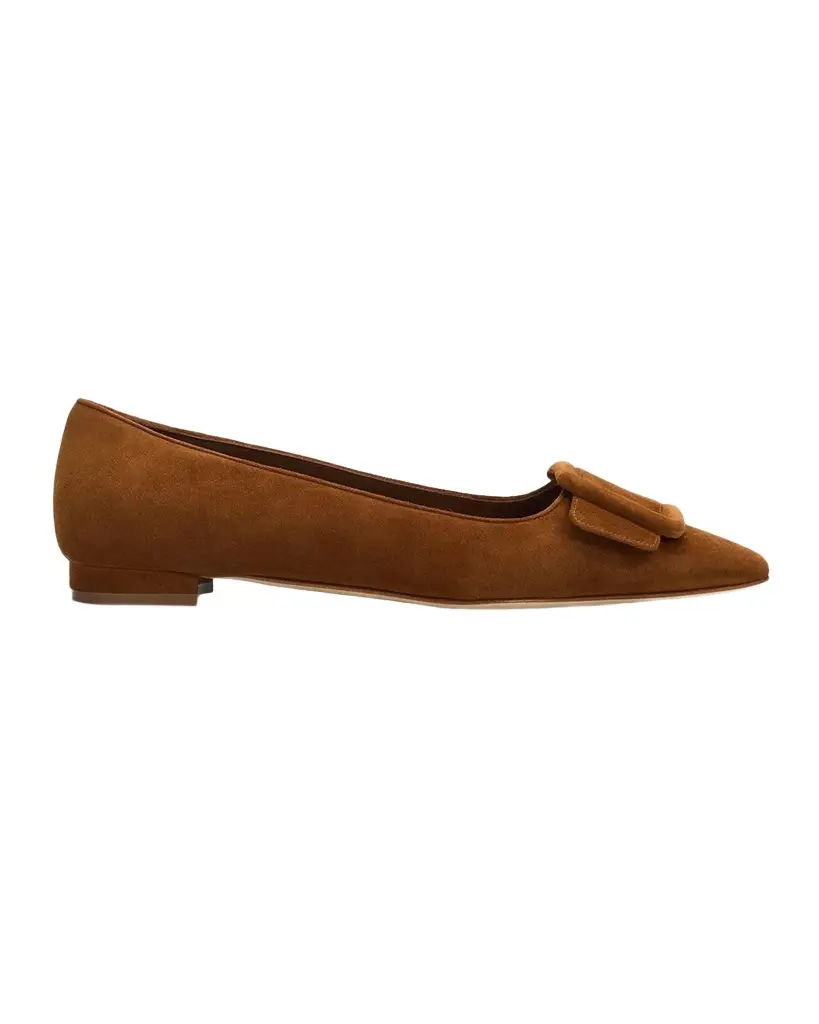 Manolo Blahnik Maysale Suede Buckle Ballerina Flats | Image 1 Manolo Blahnik Maysale Suede Buckle Ballerina Flats | Image 1