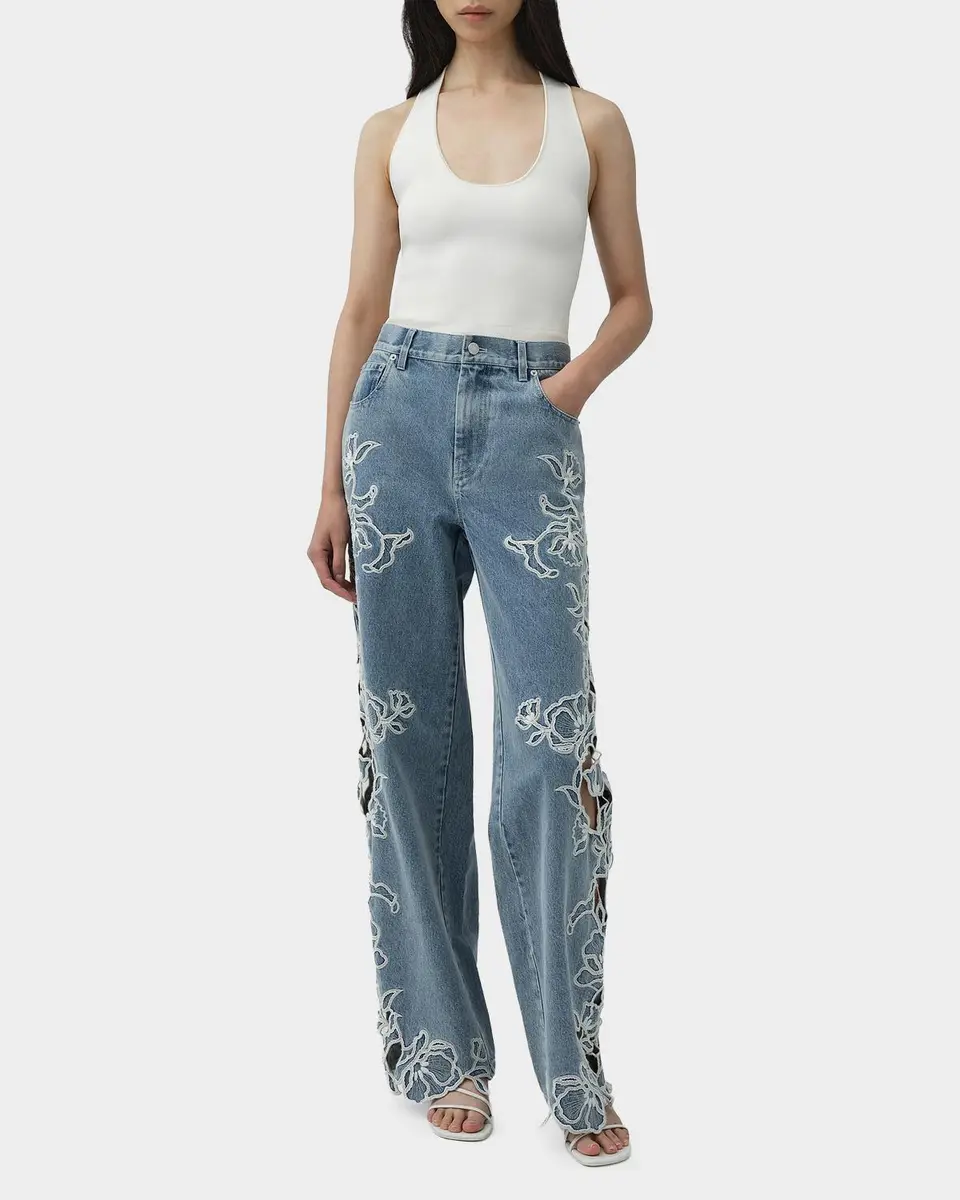 Simkhai Porter Embroidered Wide-Leg Jeans | Thumbnail 2 Simkhai Porter Embroidered Wide-Leg Jeans | Thumbnail 2