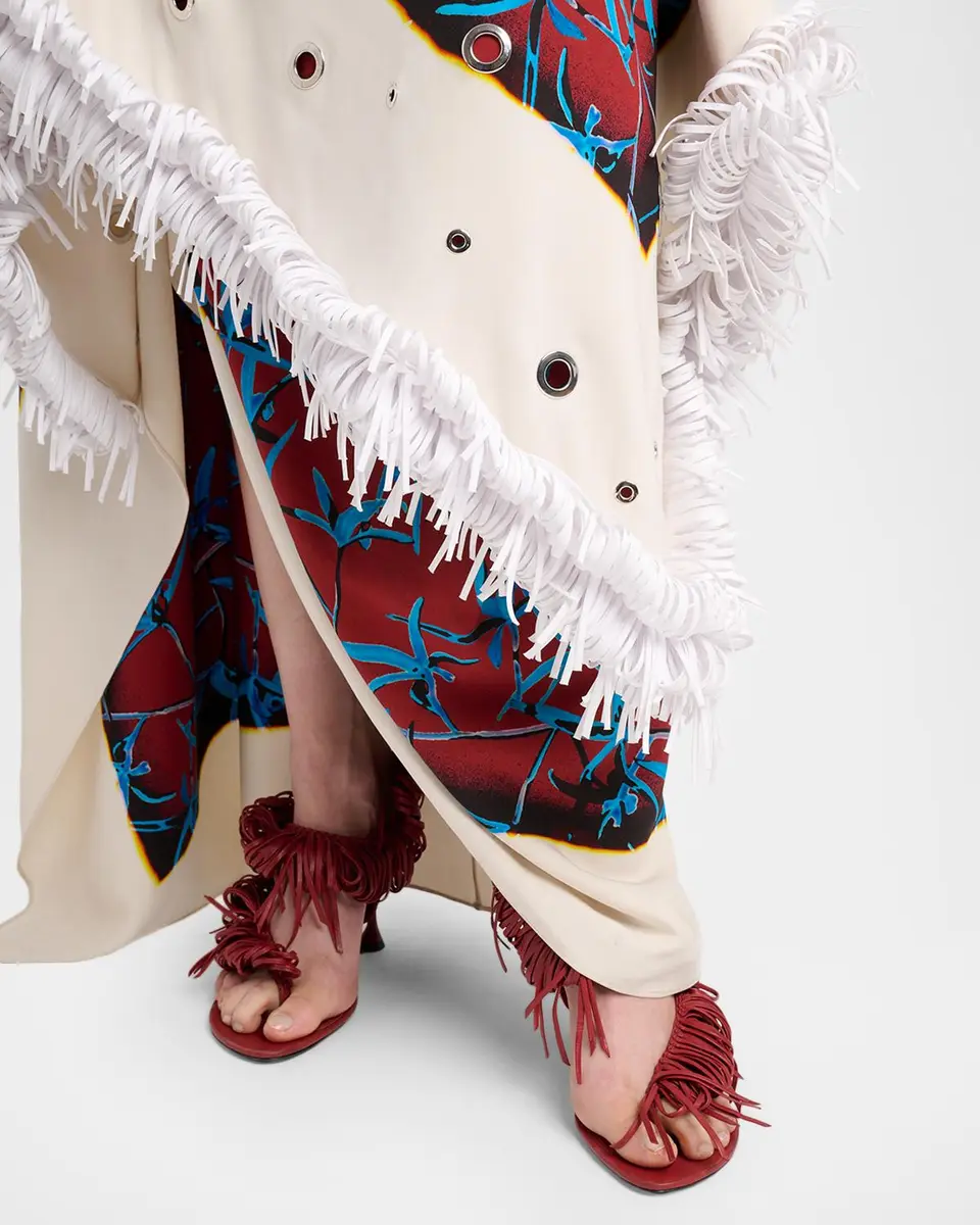 Proenza Schouler Bodine Asymmetric Draped Grommet Fringe High-Low Dress | Thumbnail 5