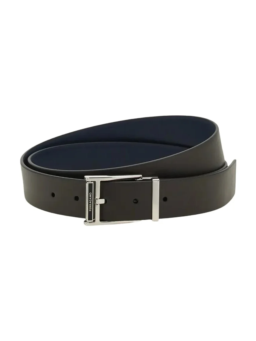 Ferragamo Men's Smooth Leather Roller-Buckle Belt
