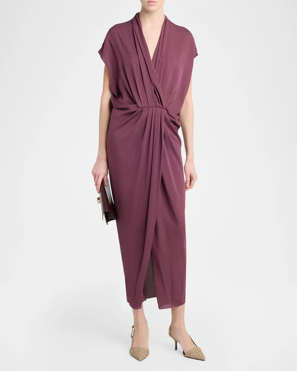 Giorgio Armani Surplice-Neck Cap-Sleeve Column Dress | Thumbnail 2