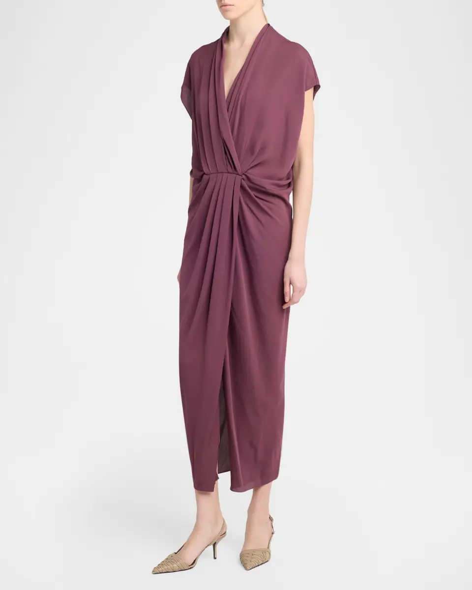 Giorgio Armani Surplice-Neck Cap-Sleeve Column Dress | Thumbnail 4