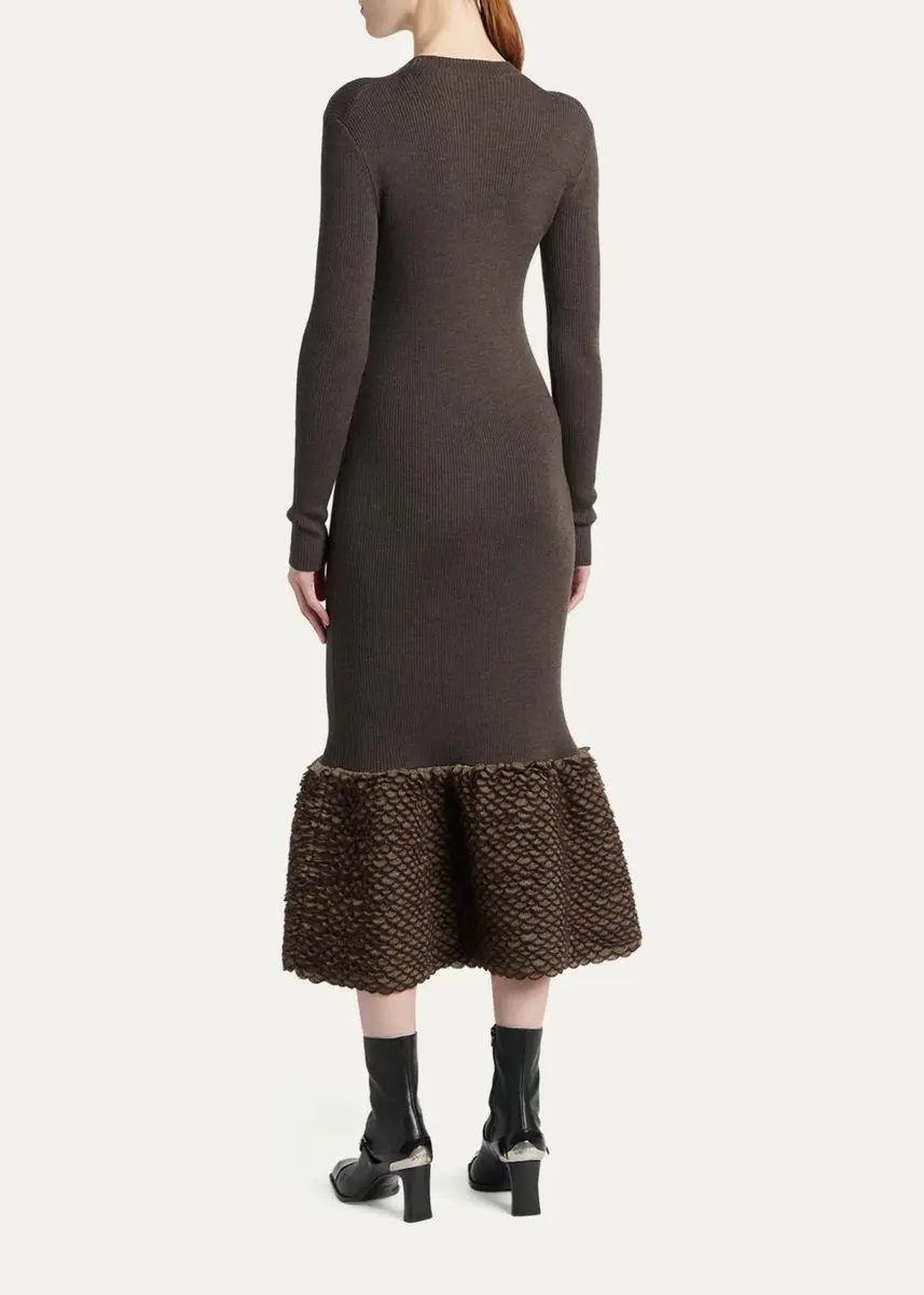 Alexander McQueen Rib-Knit Wool Midi Dress | Thumbnail 3 Alexander McQueen Rib-Knit Wool Midi Dress | Thumbnail 3