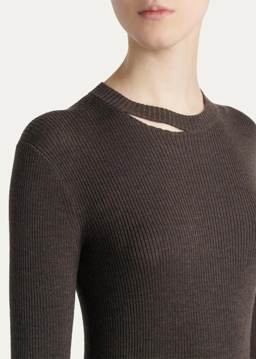 Alexander McQueen Rib-Knit Wool Midi Dress | Thumbnail 5 Alexander McQueen Rib-Knit Wool Midi Dress | Thumbnail 5