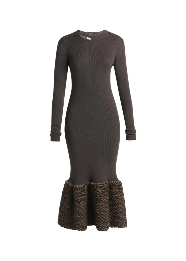 McQueen Rib-Knit Wool Midi Dress | Image 1 McQueen Rib-Knit Wool Midi Dress | Image 1