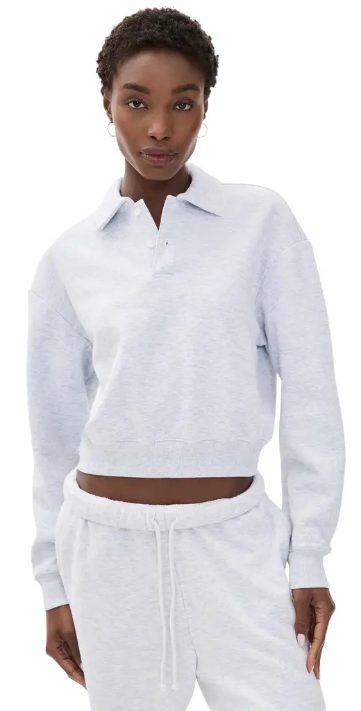 Skims Polo Sweatshirt ight Heather Grey | Image 1 Skims Polo Sweatshirt ight Heather Grey | Image 1