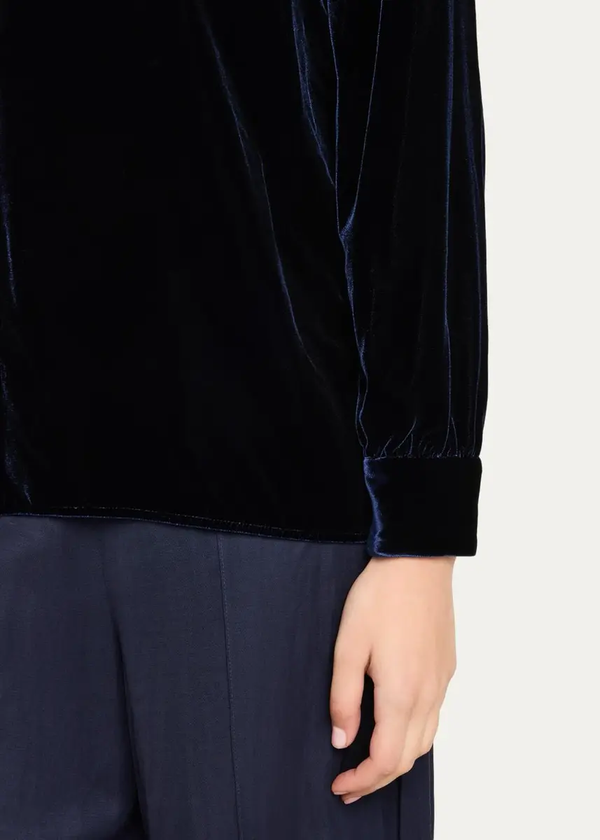 Giorgio Armani Mock-Neck Velvet Long-Sleeve Shirt | Thumbnail 5 Giorgio Armani Mock-Neck Velvet Long-Sleeve Shirt | Thumbnail 5