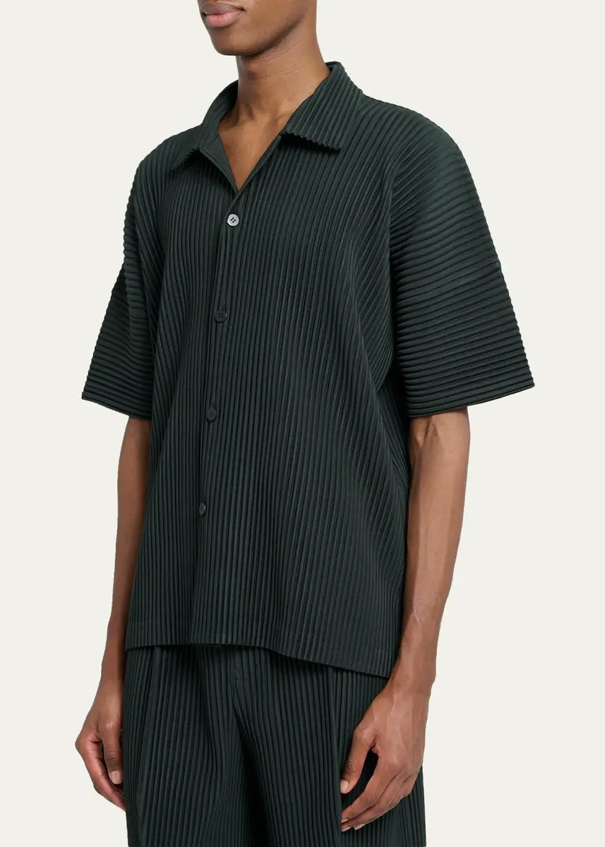 Homme Plissé Issey Miyake Men's Pleated Short-Sleeve Shirt | Thumbnail 4 Homme Plissé Issey Miyake Men's Pleated Short-Sleeve Shirt | Thumbnail 4