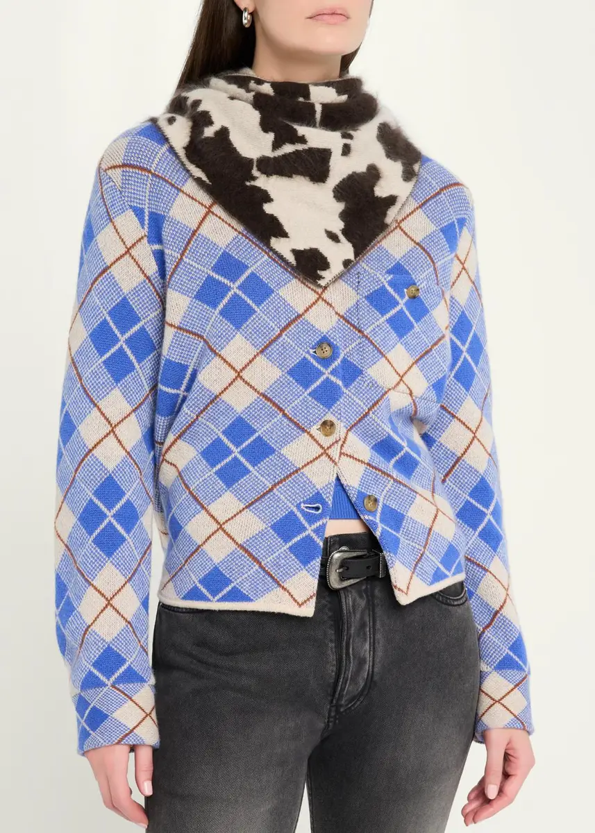 Guest In Residence Grizzly Cowhide Wild Rag Cashmere Scarf | Thumbnail 3