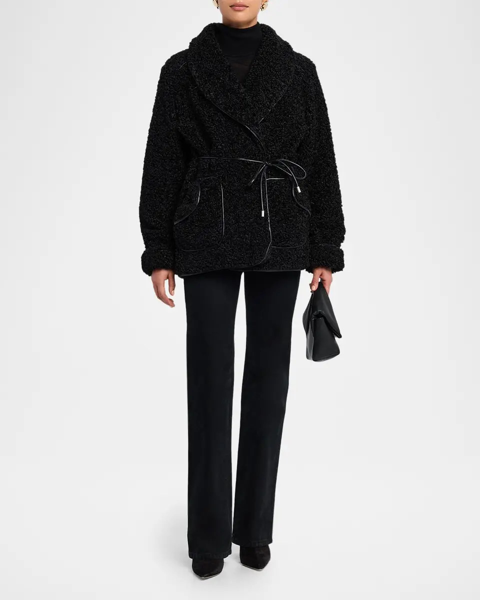 Simkhai Kimia Tie Waist Sherpa Jacket | Thumbnail 2 Simkhai Kimia Tie Waist Sherpa Jacket | Thumbnail 2