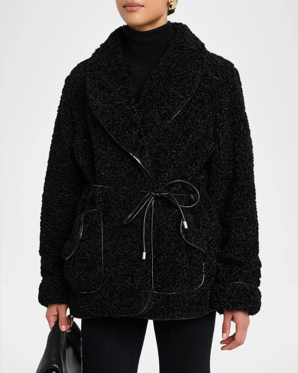Simkhai Kimia Tie Waist Sherpa Jacket | Thumbnail 4 Simkhai Kimia Tie Waist Sherpa Jacket | Thumbnail 4