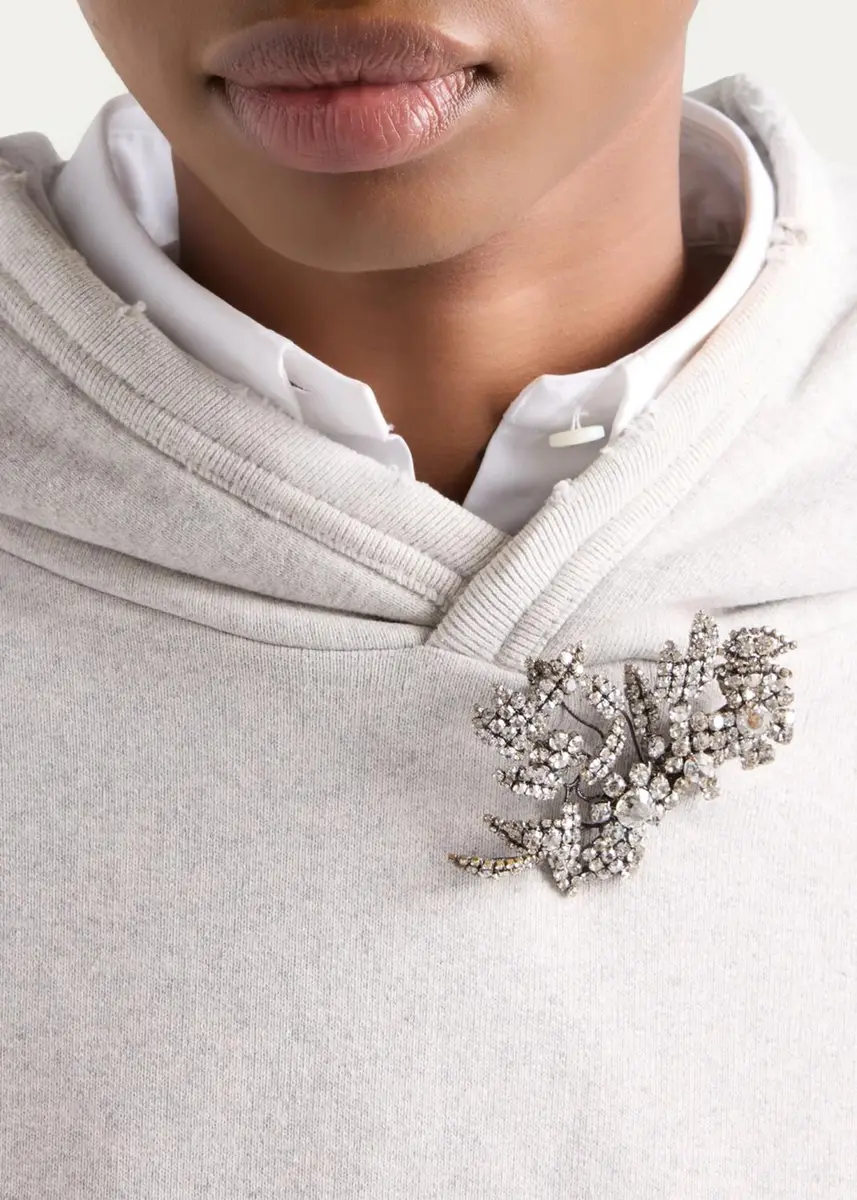 Prada Jewel Brooch Cotton Hoodie | Thumbnail 5 Prada Jewel Brooch Cotton Hoodie | Thumbnail 5